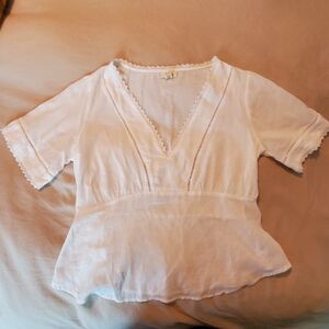 a.n.a White V-Neck Cotton Blouse